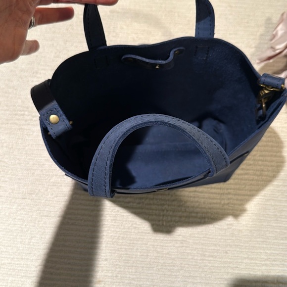 Portland Leather Mini Crossbody Tote Bag- Deep Water - Picture 6 of 7